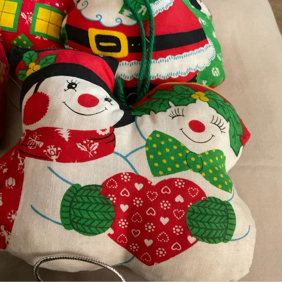 vintage stuffed handmade sewn christmas ornaments set of 6 - Picture 3 of 12